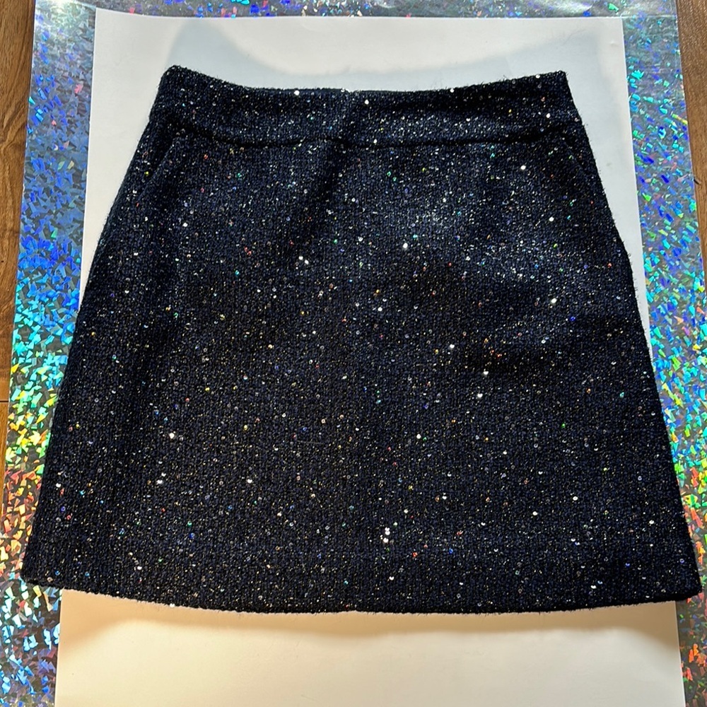 LOFT Black Sequin Mini Skirt Cocktail
